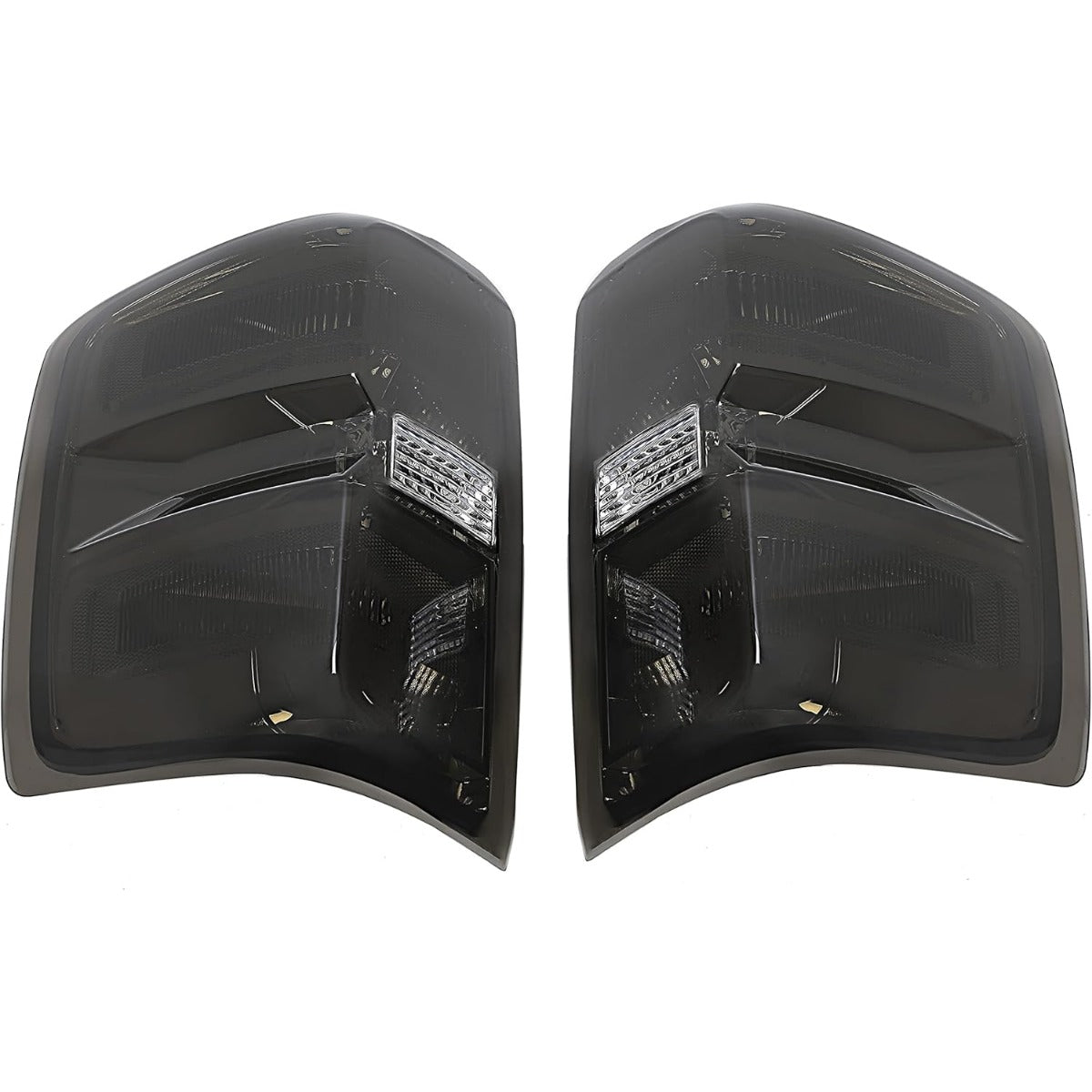 Tail Lights Compatible with 2014-2018 Chevy Chevrolet Silverado 1500/2500/3500 HD GMC Sierra 3500 HD Dually Model Replacement for GM2800261 Brake Lamps w/o Bulbs Smoke Lens Chrome Housing Pair LYPL-148S-2