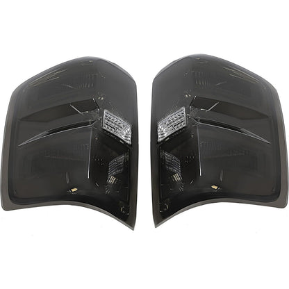 Tail Lights Compatible with 2014-2018 Chevy Chevrolet Silverado 1500/2500/3500 HD GMC Sierra 3500 HD Dually Model Replacement for GM2800261 Brake Lamps w/o Bulbs Smoke Lens Chrome Housing Pair LYPL-148S-2