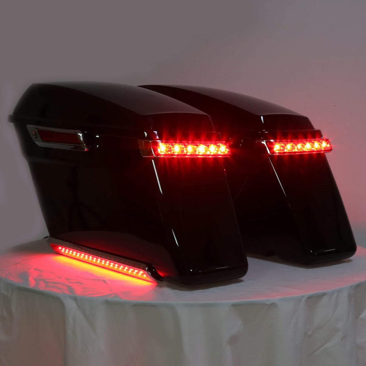 ECOTRIC LED Saddlebag Brake Running Turn Signal Lights Compatible with Harley Touring 2014-2024 Street Glide Road Glide Road King Electra Glide Tail Light Lamp (Chrome Housing Red Lens)