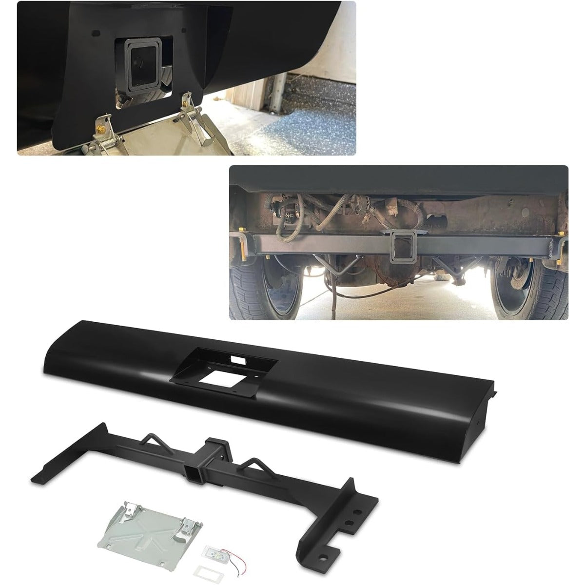 ECOTRIC 2” Hitch Receiver+Roll Pan Compatible with 1999-2006 Chevy Chevrolet Silverado GMC Sierra 1500 w/Flippable license plate Steel Electrophoresis Black-Tow 5000 Capacity Only Fit For Fleetside