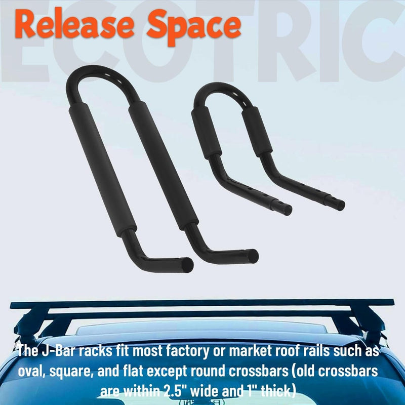 Universal Kayak Roof Rack J-Bar Rack HD Kayak Carrier Holder Canoe Boat Surf Ski Board Roof Top Mounted on Crossbar for Car SUV Truck - Set of 2 LYA-011