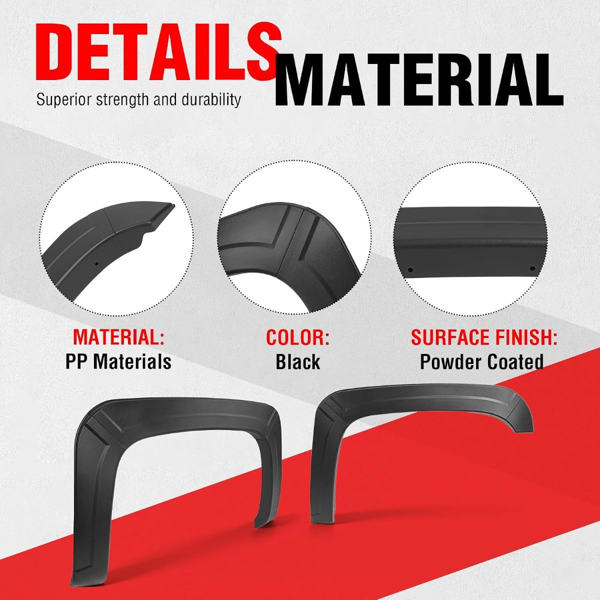 4Pcs Fender Flares Set Compatible with 2007-2013 Chevy Chevrolet Silverado 1500 Standard/Extended Cab Front & Rear Wheel Arch Cover Protector Plastic(PP) Textured Black