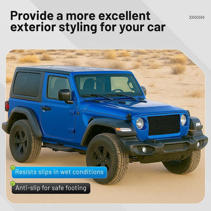 Side Steps Compatible with 2018-2025 Jeep Wrangler JL 2-Door, High-Strength Running Boards, Steel Step Bars, Powder-Coated 2-Piece Set