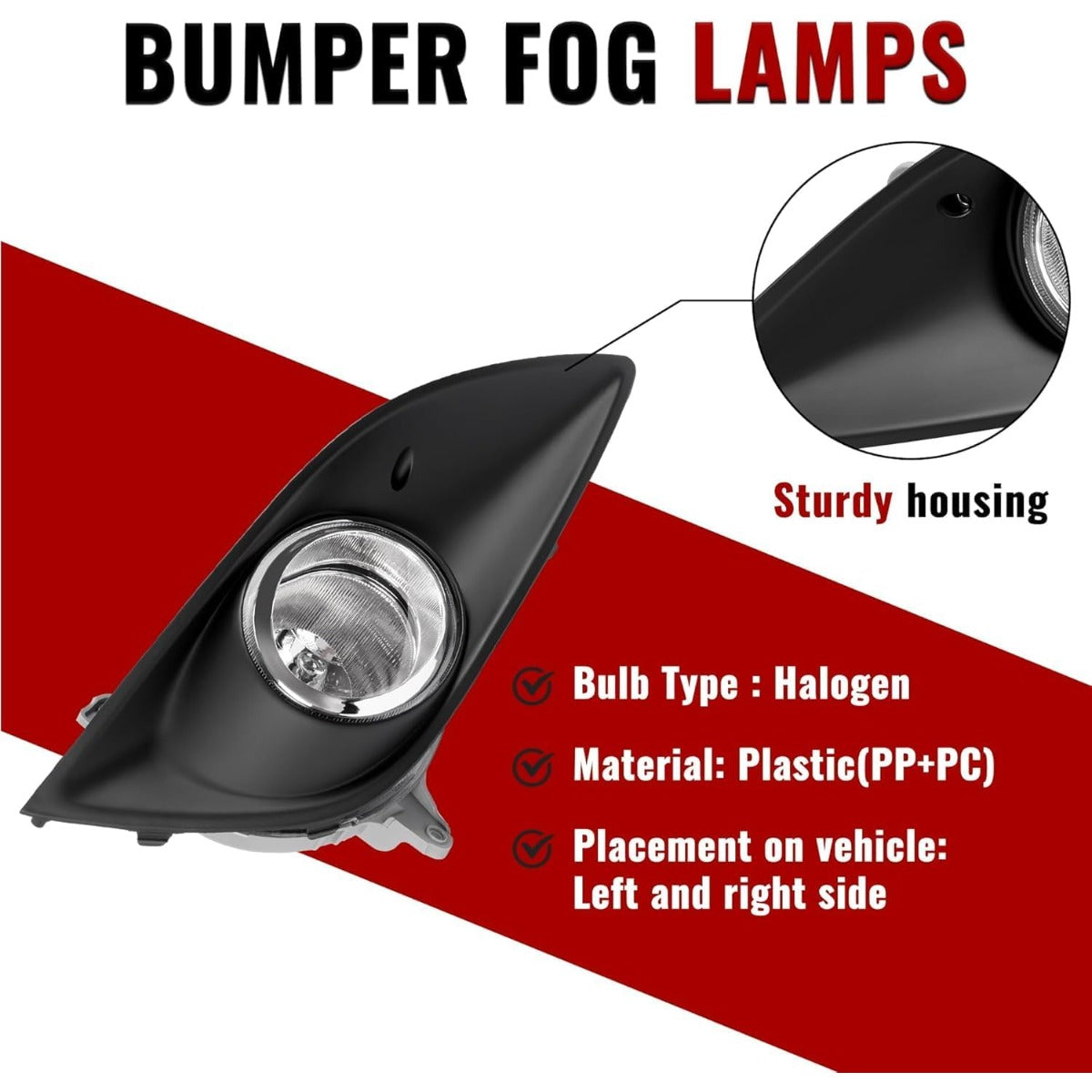 HECASA 2Pcs Fog Lights w/Bezel Compatible with 2013-2017 Hyundai Veloster Turbo Front Bumper Clear Lens Fog Lamp Black Bezel Replacement for HY2593153 HY2592153 HY1038140 HY1039140 Left & Right Side