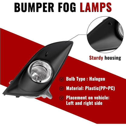 HECASA 2Pcs Fog Lights w/Bezel Compatible with 2013-2017 Hyundai Veloster Turbo Front Bumper Clear Lens Fog Lamp Black Bezel Replacement for HY2593153 HY2592153 HY1038140 HY1039140 Left & Right Side