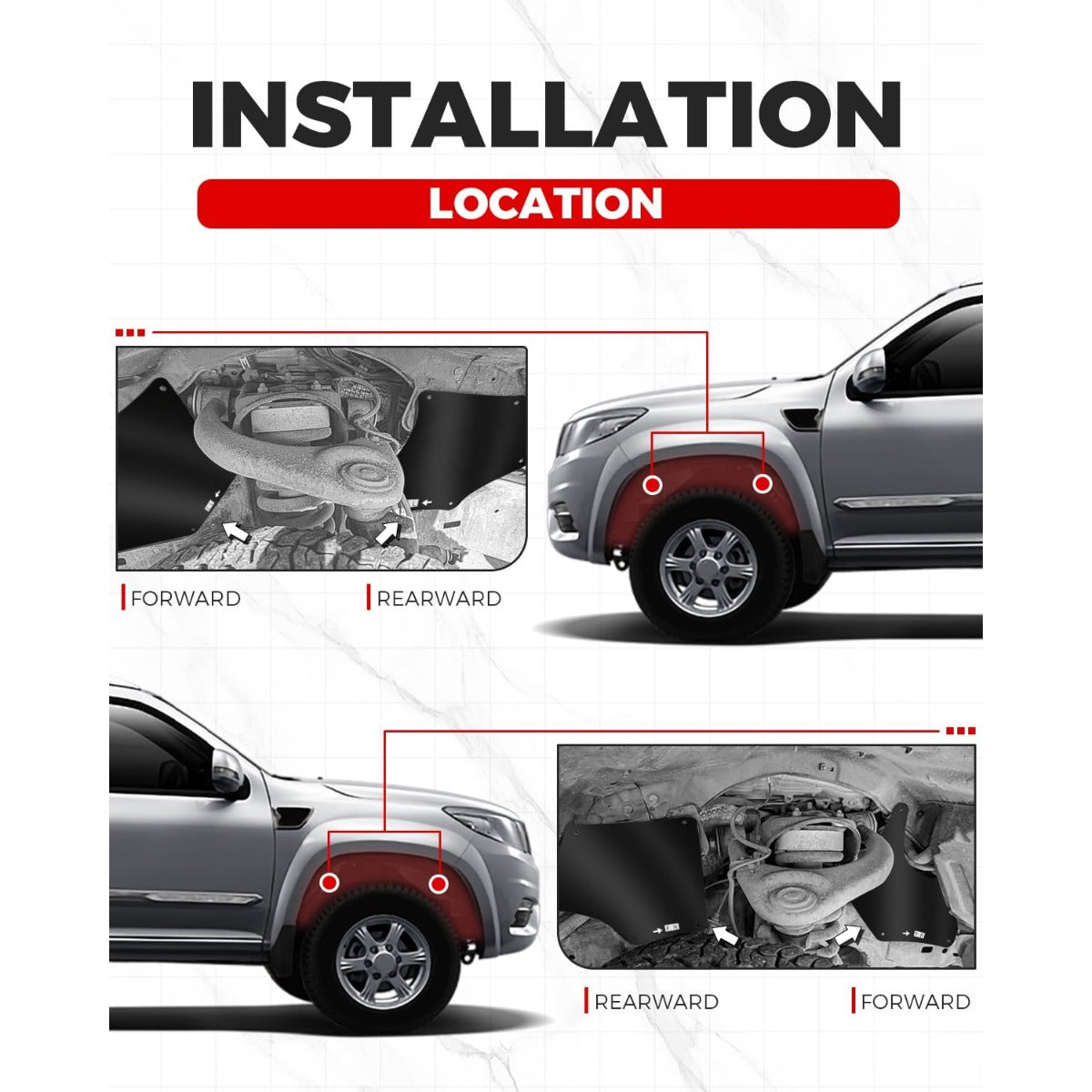 Front Splash Guards Fender Liner Shields w/Clips for 2007-2022 Toyota Tundra Sequoia Replace for Apron Seal Mud Flaps Mudflaps Mudguards 4Pcs