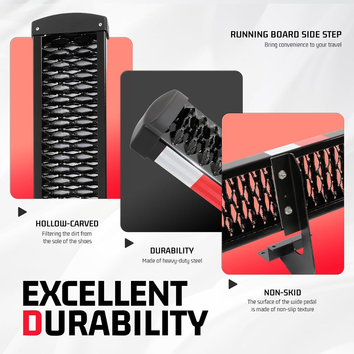 ALMULOO Right Side Step Compatible with 2015-2025 Transit 150/250/350 Step Plates Grip Step Sliding Door Running Board Kit Cargo Van Step Powder Coated Steel Black Passenger Side-55-1/2” x 7-1/4”