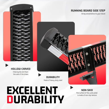 ALMULOO Right Side Step Compatible with 2015-2025 Transit 150/250/350 Step Plates Grip Step Sliding Door Running Board Kit Cargo Van Step Powder Coated Steel Black Passenger Side-55-1/2” x 7-1/4”
