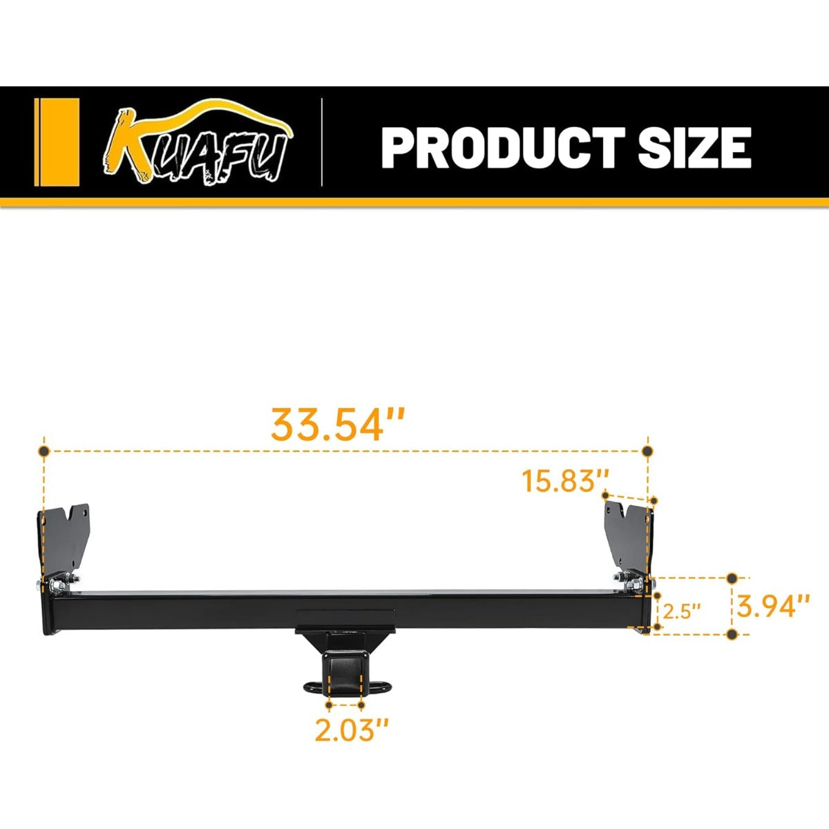 2-Inch Receiver Class 3 Trailer Hitch Compatible with 2018-2024 Volkswagen Tiguan All Black Towing Hitch Receiver