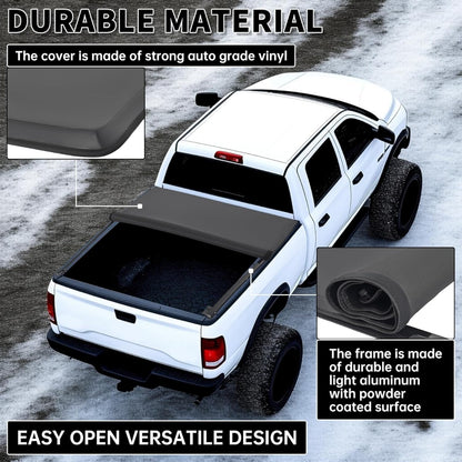 Soft Roll-Up 6.5ft Tonneau Cover Compatible with 1994-2002 Dodge Ram 1500 2500 3500 with 6.5' Bed Truck Fits Fleetside Styleside Models Only Trunk Bed Cover Black Powder Coated