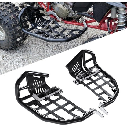 Nerf Bars Foot Pegs Compatible with Honda Sportrax 400 TRX 400EX 400X All Years (Black Nerfs & Red Nets)