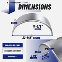 Load image into Gallery viewer, Round Trailer Fenders W/Fender Backs 32-1/8&quot;x 9-1/8&quot; x 14-3/8&quot;Fit 14&quot;-16&quot; Wheels Compatible with Car Hauler Cargo Utility Trailer Landscape Trailer 2 Pack LYAM-432
