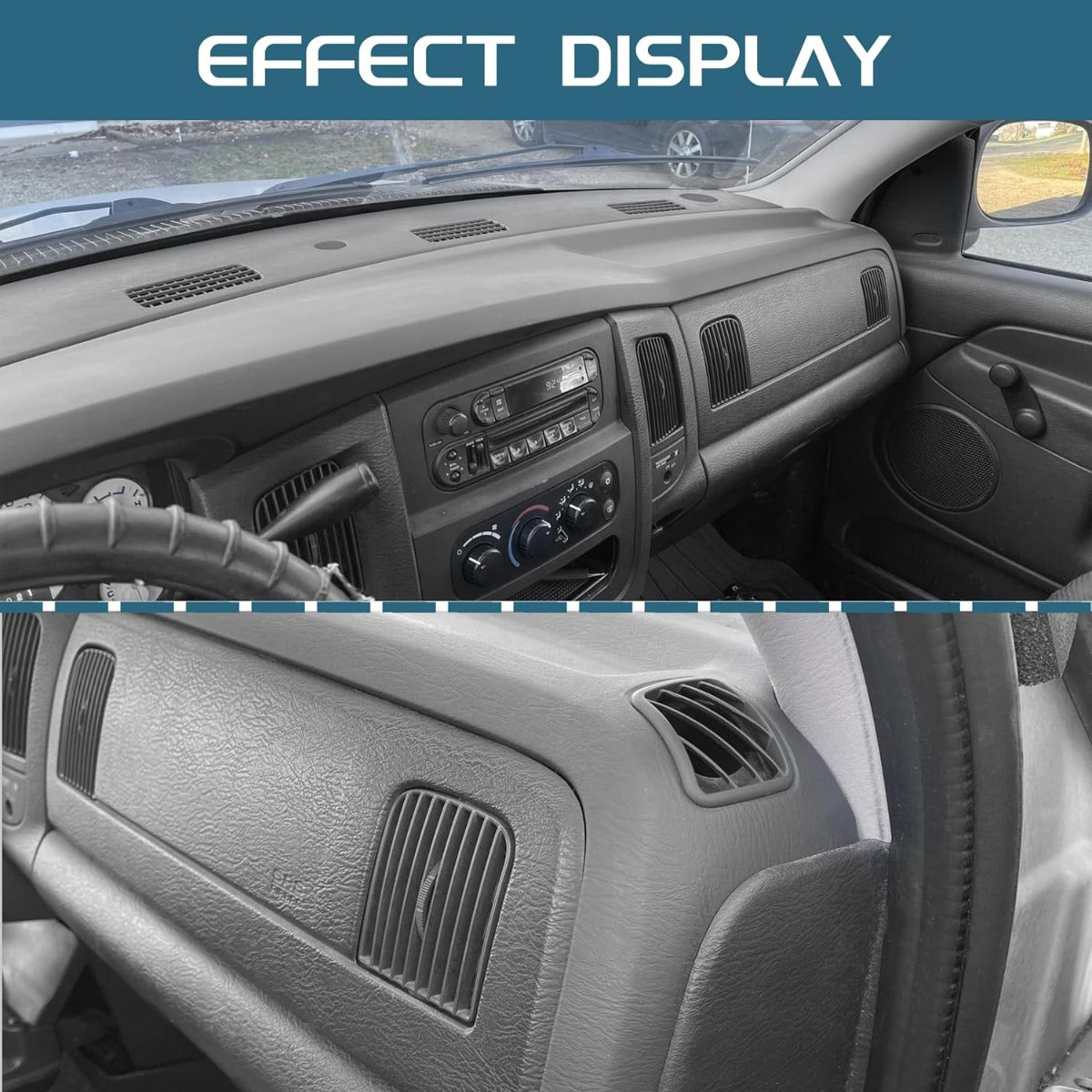 Dash Pad Dashboard Cover & Molded Dash Cover Cap Compatible with 2002-2005 Dodge Ram 1500 2500 3500 Full Replacement Instrument Panel Dash Panel (2 Packages)
