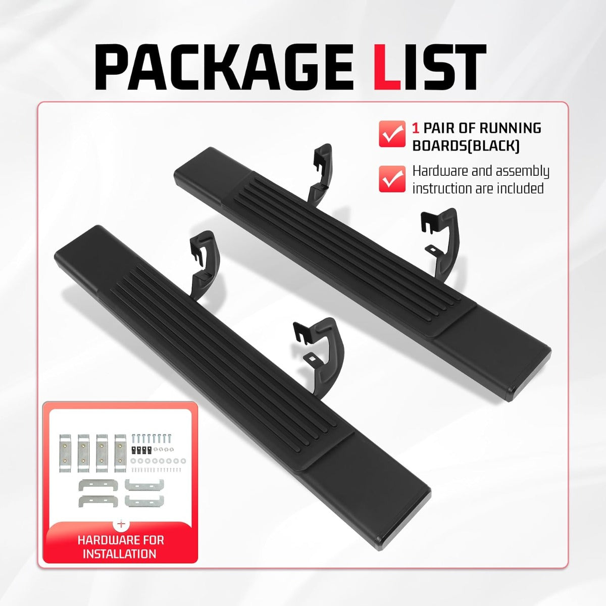 ALMULOO Running Boards Compatible with 2007-2018 Chevy Chevrolet Silverado & GMC Sierra 1500 2500HD 3500HD 2-Door Standard Cab Side Steps Boards Step Bars