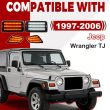 HECASA Pair LED Turn Signal and Side Marker Light Compatible with 1997-2006 Jeep Wrangler TJ Smoke Lens Plastic Front Bumper Signal Fender Light 4 Pieces