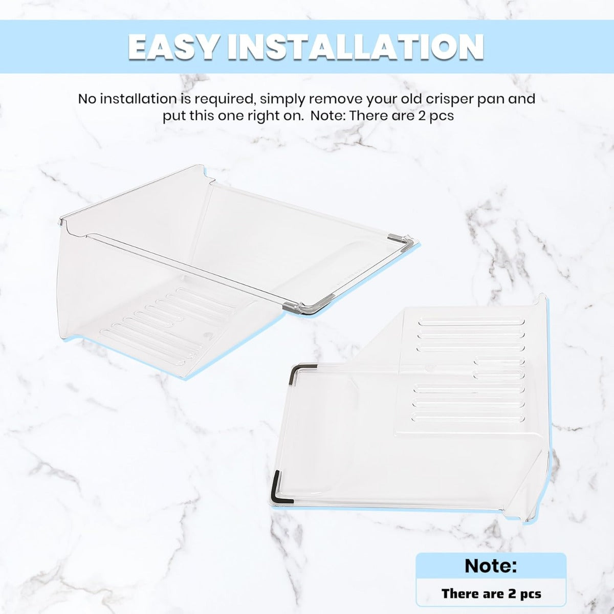 2 Pack 240337103 Refrigerator Crisper Drawer Compatible with Kenmore Frigidaire Fridge Drawer Refrigerator Pan Shelf 240337102 240337105 240337107 240337108 240337109 Replacement Only LYOP-048X2