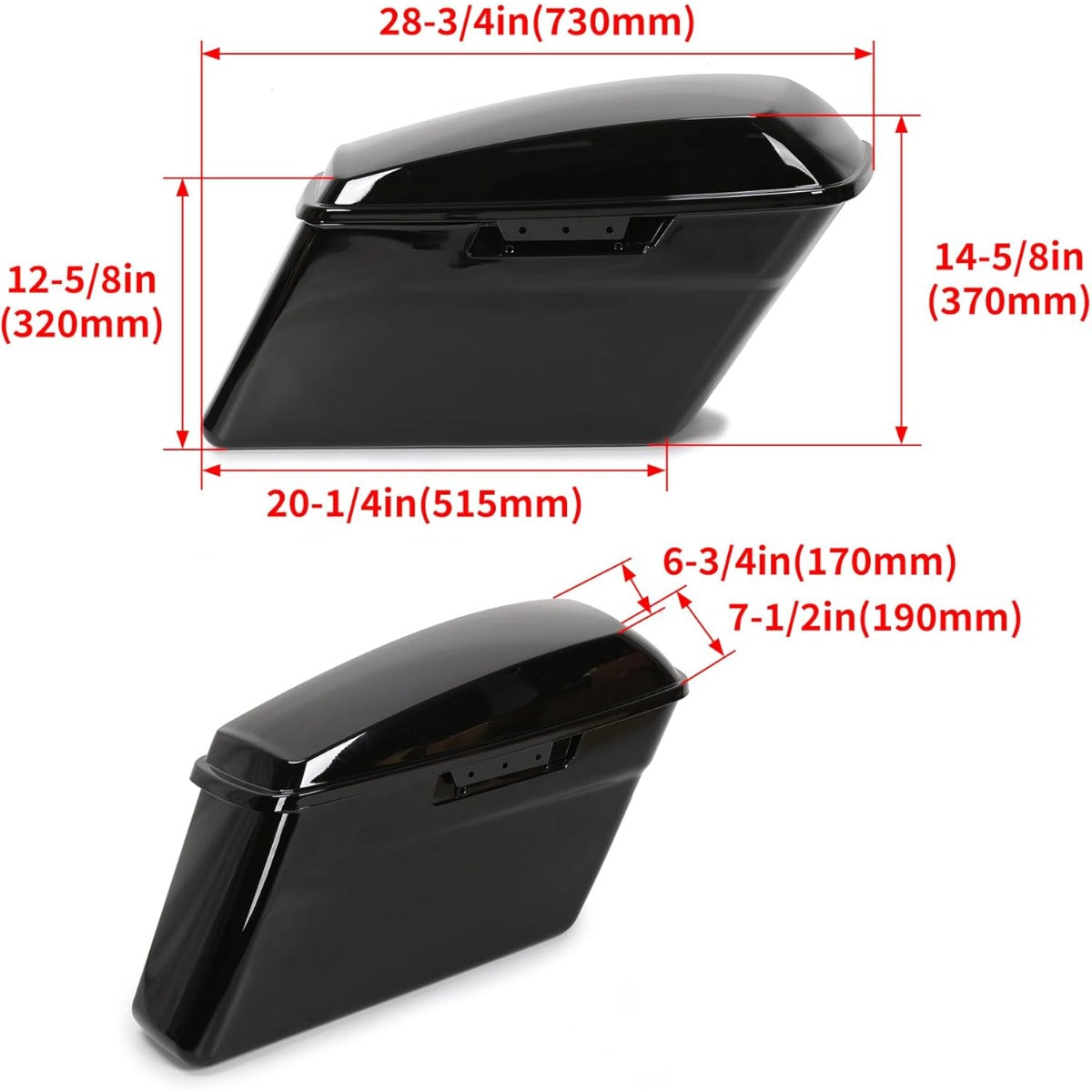Pained Black Hard Saddlebags Saddle Bags   for 2014-2024 Harley Davidson Touring Models Street Road Glide Road King(W/O Hardware)