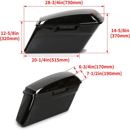 Pained Black Hard Saddlebags Saddle Bags   for 2014-2024 Harley Davidson Touring Models Street Road Glide Road King(W/O Hardware)