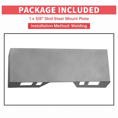 3/8 Inches Skid Steer Attachment Plate Quick Attach Mount Plate Compatible with Bobcat Kubota Skid Steers and Tractors Steel LYA-081-10