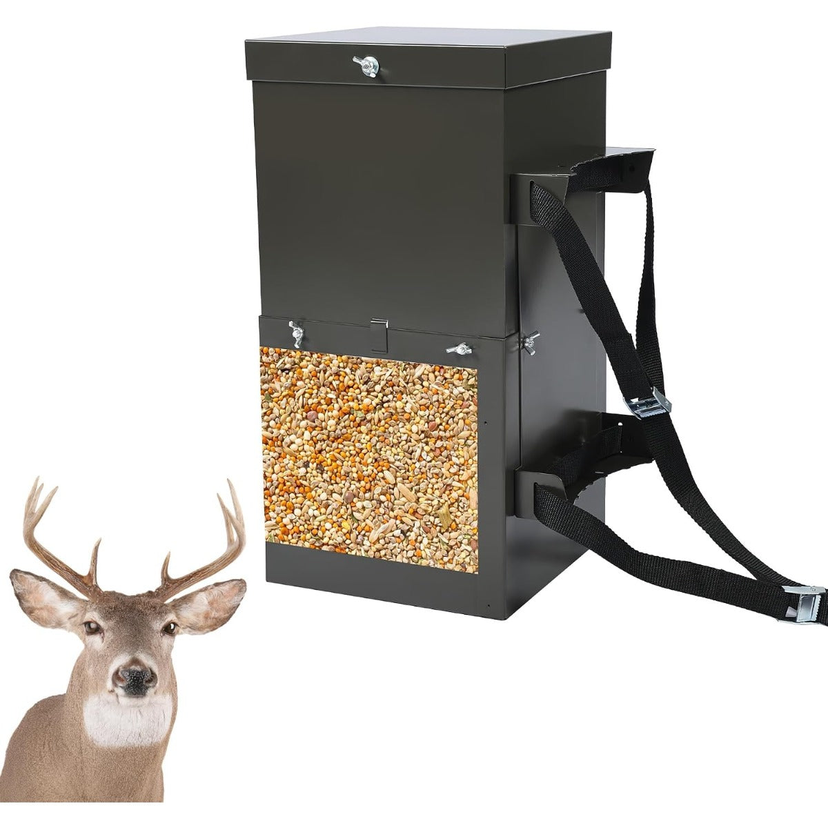 Kojem Steel Deer Block Feeder Hanging Holds Salt Mineral Supplement Feed
