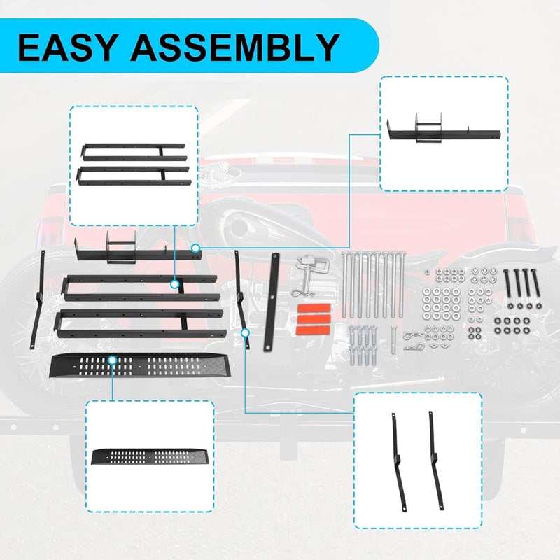 600LBS Steel Motorcycle Scooter Dirtbike Carrier Hauler Hitch Mount Rack Ramp Anti Tilt T-NS-MRC001T