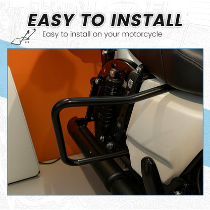 ECOTRIC Saddlebag Bracket Guard Bars Compatible with 2014-2024 Harley Davidson Touring Street Road Glide FLH Saddle Bags Guard Mount Black