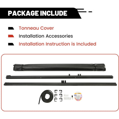 Roll-up Soft Truck Tonneau Cover Compatible with 2007-2014 Chevy Silverado 1500/ 2500HD/ 3500HD GMC Sierra with 6.5' Bed Black Sailcloth Fold Fits Fleetside/Styleside Models Only