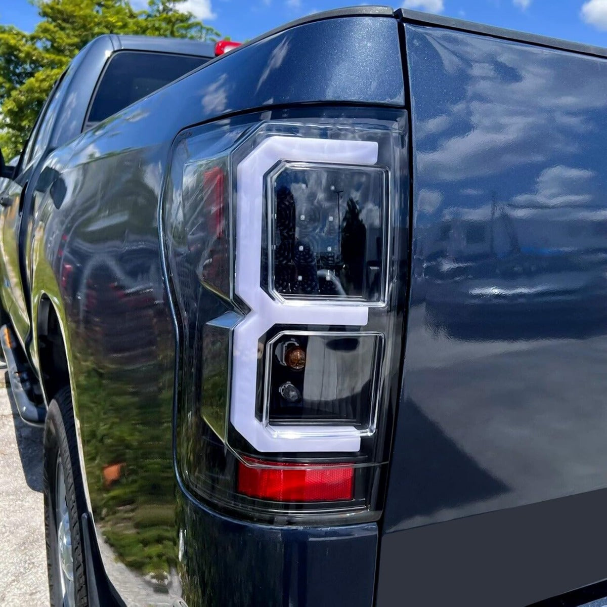 ECOTRIC LED Tail Lights Compatible with 2007-2013 Toyota Tundra Pickup Truck Pair LED Tube Bar Taillights Brake Lamps Tube Style Clear Lens Black Housing Passenger and Driver Side