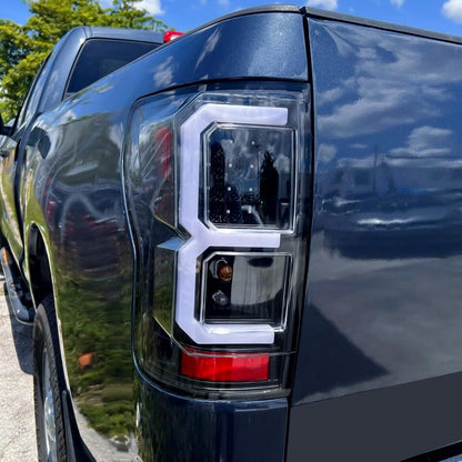ECOTRIC LED Tail Lights Compatible with 2007-2013 Toyota Tundra Pickup Truck Pair LED Tube Bar Taillights Brake Lamps Tube Style Clear Lens Black Housing Passenger and Driver Side