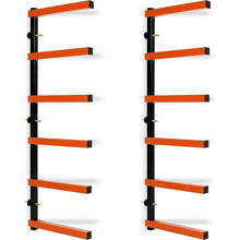 Lumber Rack Wall Mount Wood Organizer Lumber Organizer - Heavy Duty Metal 6 Levels Shelf Lumber Storage Rack Max 600 Lbs (1 Pack), Indoor & Outdoor Use - Orange LYA-077
