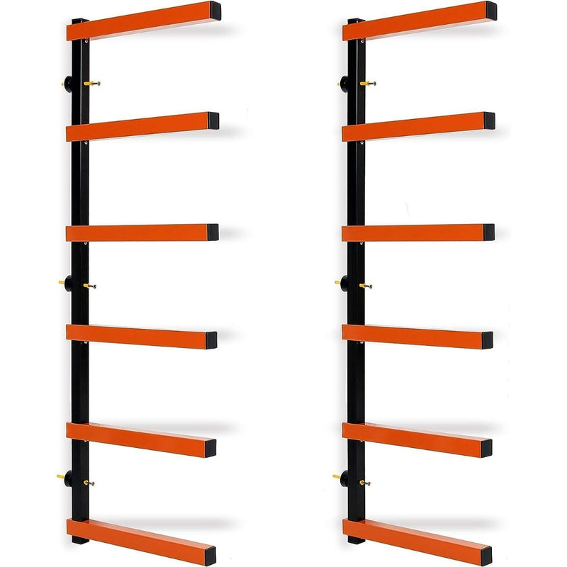 Lumber Rack Wall Mount Wood Organizer Lumber Organizer - Heavy Duty Metal 6 Levels Shelf Lumber Storage Rack Max 600 Lbs (1 Pack), Indoor & Outdoor Use - Orange LYA-077