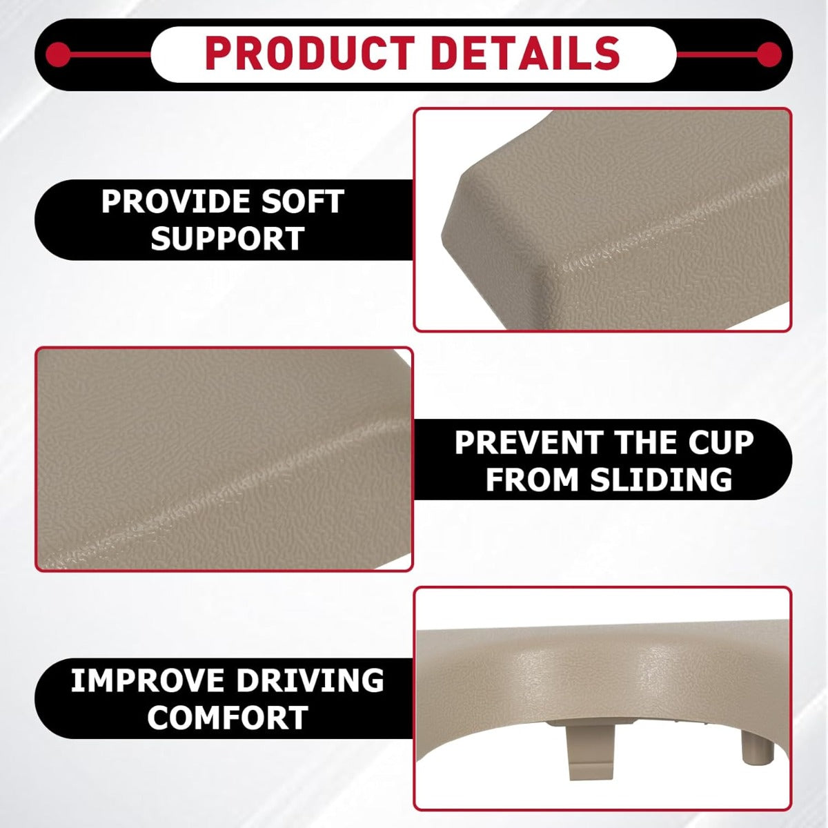 Center Console Cup Holder Armrest Pad Replacement Compatible with 2004-2014 Ford F150 TAN