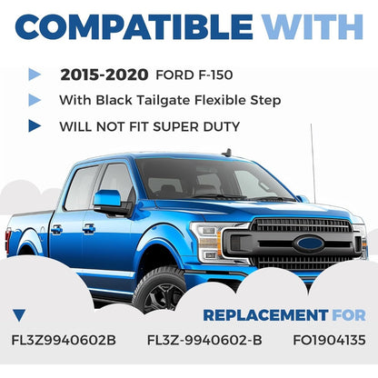 Center Tailgate Molding Trim Compatible with 2015-2020 Ford F150 F-150 Replacement for FL3Z9940602B FO1904135 Flexible Flex Step Cap Top Trim Protector Cover w/Release Button