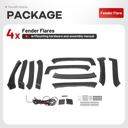 4Pcs Fender Flares Compatible with 2014-2019 Chevy Silverado | Compatible with 2014-2019 Chevy Chevrolet Silverado 1500/2500 HD/3500 HD 6.5' & 8' Bed Not For Dually Models Wheel Arch Cover