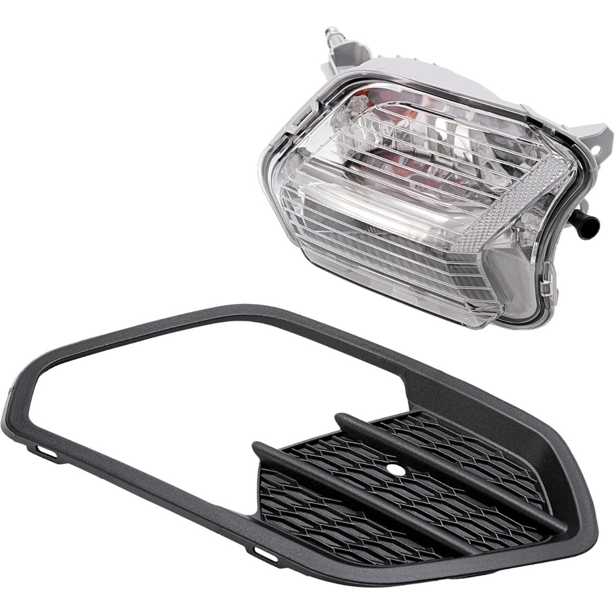 HECASA Front Right Fog Light&Bezel Compatible with 2017-2019 Ford Escape Kuga Front Bumper Fog Driving Light Lamp Black Cover Trim Clear Lens Replacement for FO2521194 FO1039164 Passenger Side