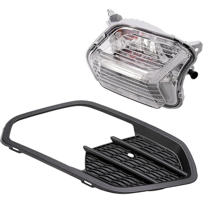 HECASA Front Right Fog Light&Bezel Compatible with 2017-2019 Ford Escape Kuga Front Bumper Fog Driving Light Lamp Black Cover Trim Clear Lens Replacement for FO2521194 FO1039164 Passenger Side