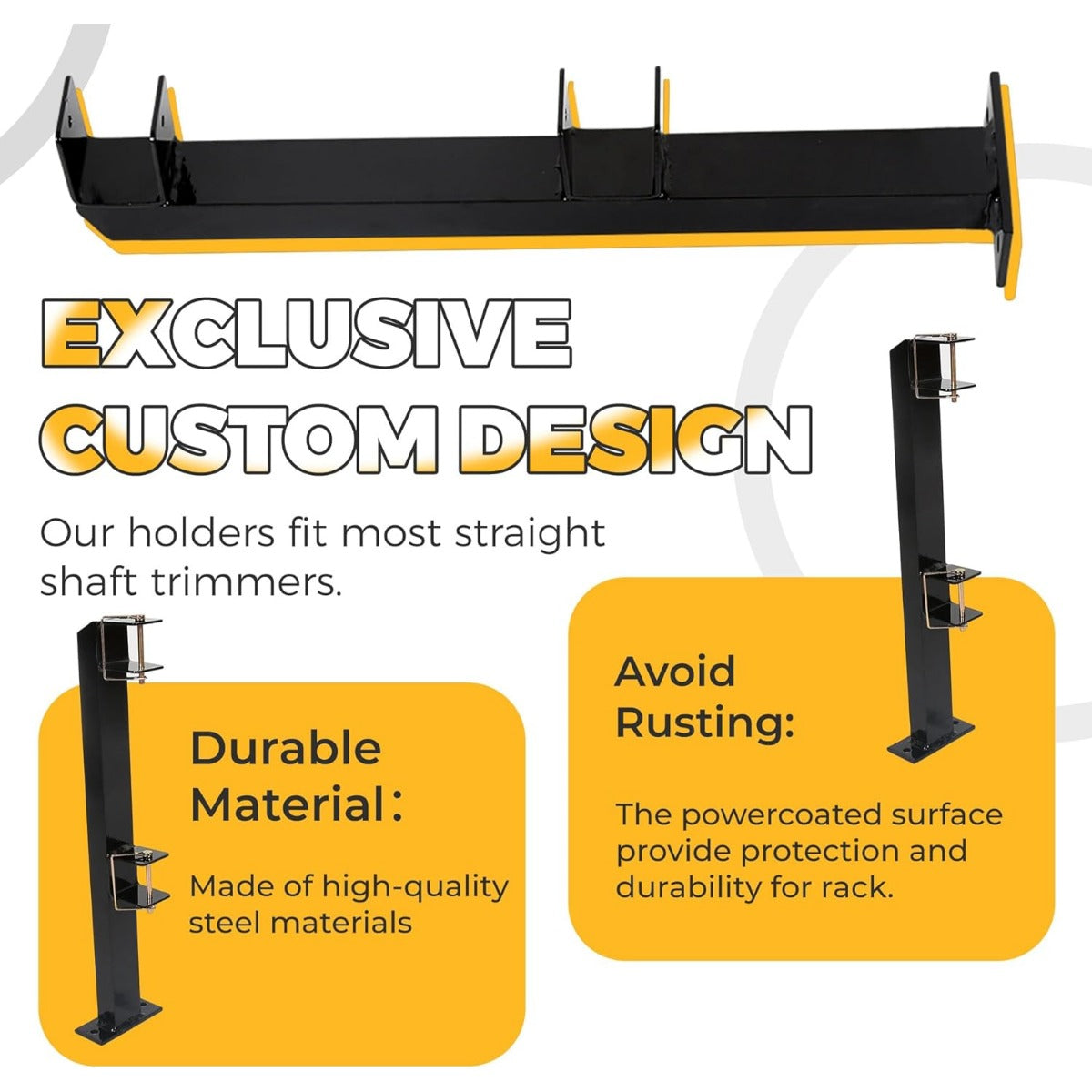 2 Place Weeder Trimmer Racks Holders Hold Two for Trailer Truck Tree Trimmers Edgers Pole Saws Powercoated Steel LYA-076
