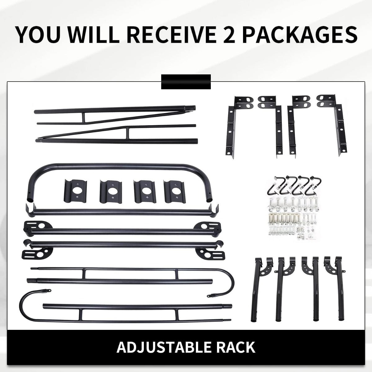 1000 LBS Adjustable Truck Contractors Rack Ladder Pickup Kayak Lumber Rack Side Bar Long Cab Full Size 60 Inches(W) x 138 Inches(L) x 34 Inches(H) (You Will get 2 Boxes) LYA-047TA+LYA-047TB