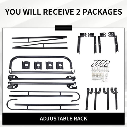 1000 LBS Adjustable Truck Contractors Rack Ladder Pickup Kayak Lumber Rack Side Bar Long Cab Full Size 60 Inches(W) x 138 Inches(L) x 34 Inches(H) (You Will get 2 Boxes) LYA-047TA+LYA-047TB