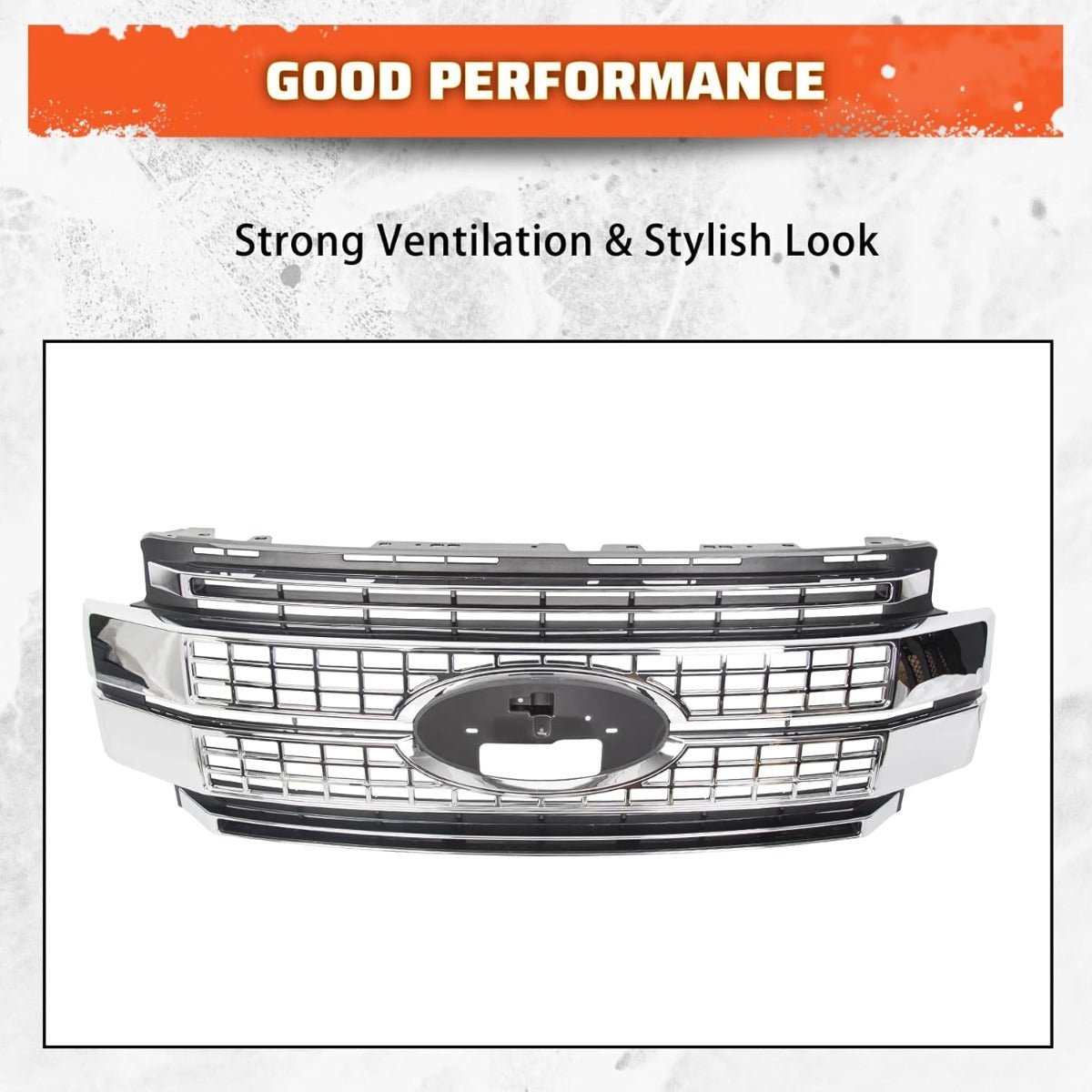 Front Bumper Hood Grille Grill Compatible with 2017 2018 2019 Ford F250 F350 F450 Super Duty Chrome (NOT ONLY OVERLAY) LYAP-293-1T