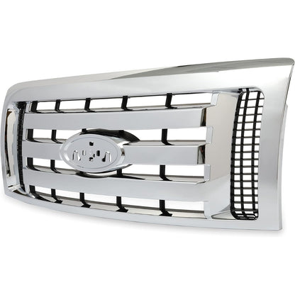 Silver Grille Compatible With 2009-2014 Ford F-150 XL Model Bumper Grille Assembly Cover Guard Chrome Shell w/Black Insert 9L3Z8200D FO1200511