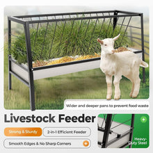 Pasture Hay Feeder 2 in 1 55 Gallon Livestock Feed Trough with 22