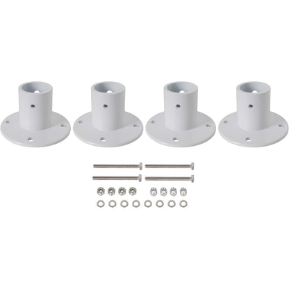 HECASA Deck Anchor Flange Cast Above Ground Pool Ladders Handrails or Slide | 1 7/8" Inch Diameter of 1.9" Aluminum White (4PC)