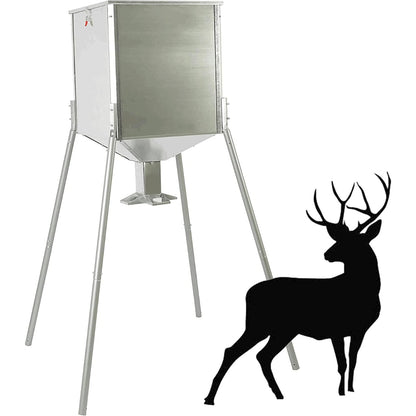 HECASA Steel 450LB Capacity Big Game Gravity Deer Feeder Galvanized Hunting w/o Foot Kit