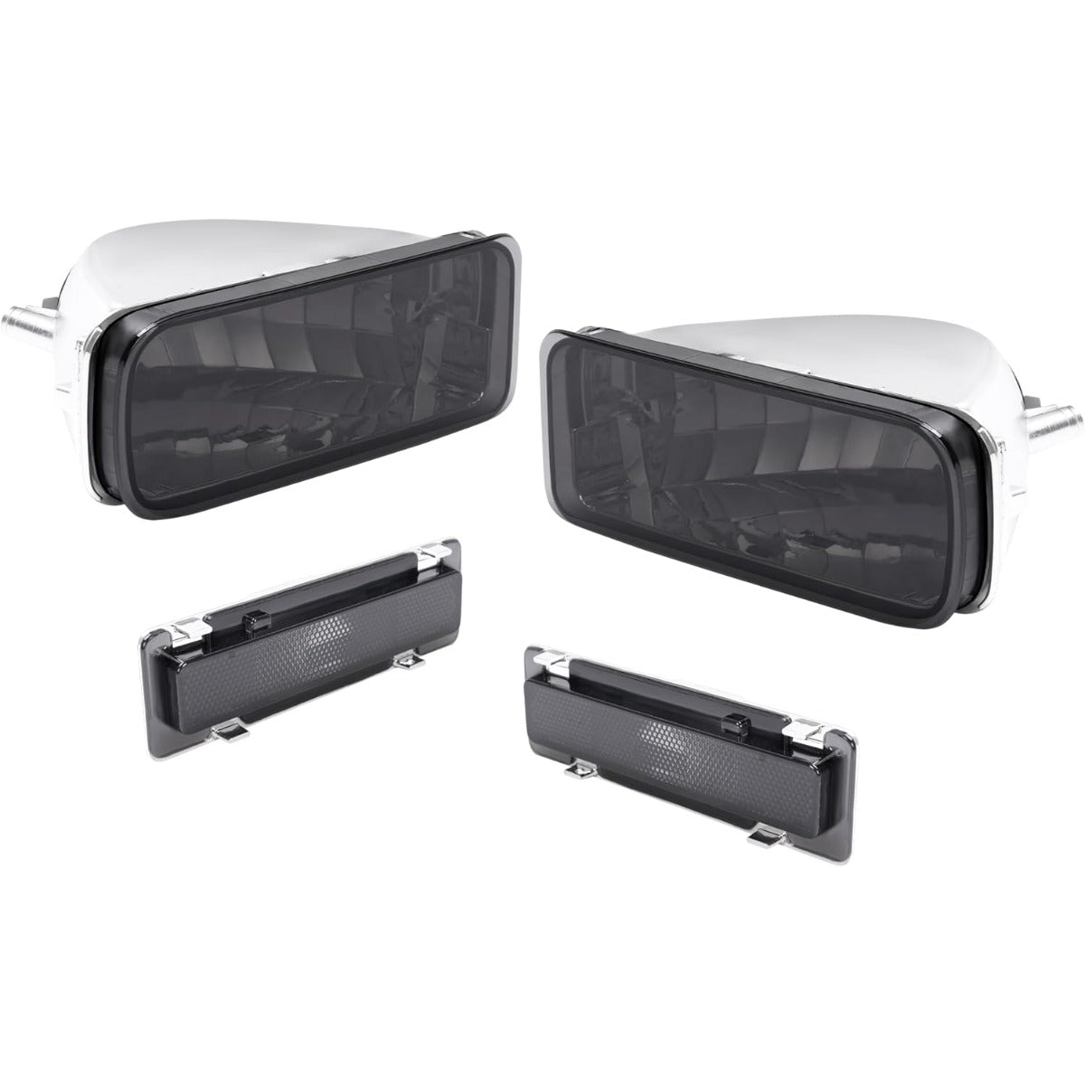 HECASA Turn Signal + Side Marker Light Compatible with 1985-1992 Chevy Chevrolet Camaro Parking Bumper Signal Lamp Left & Right Replacement for GM2520165 GM2521165 - Smoke Lens 4 Pcs