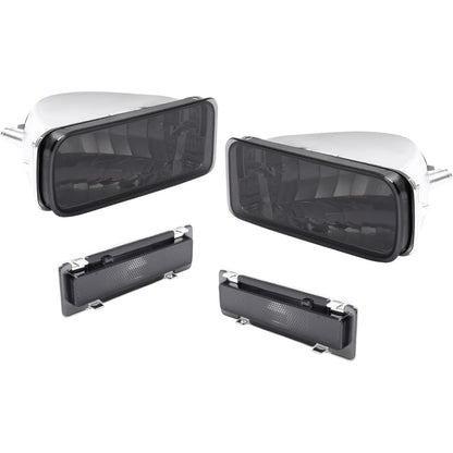 HECASA Turn Signal + Side Marker Light Compatible with 1985-1992 Chevy Chevrolet Camaro Parking Bumper Signal Lamp Left & Right Replacement for GM2520165 GM2521165 - Smoke Lens 4 Pcs