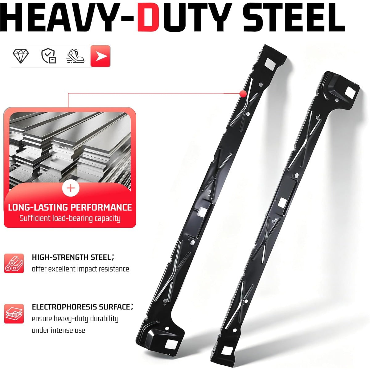 ALMULOO Pair Inner Rocker Panel Compatible with 1999-2018 Chevy Silverado & GMC Sierra Extended Cab Steel Electrophoresis Black Left + Right Side