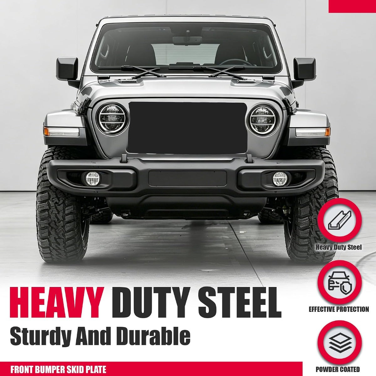 Front Bumper Skid Plate Compatible with 2018-2025 Jeep Wrangler 2020-2025 Jeep Gladiator Steel Skid Plate Cover Replacement for 68293984AB