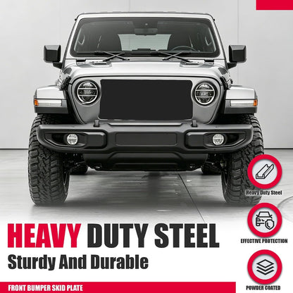 Front Bumper Skid Plate Compatible with 2018-2025 Jeep Wrangler 2020-2025 Jeep Gladiator Steel Skid Plate Cover Replacement for 68293984AB