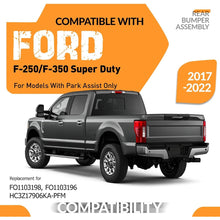 KUAFU Rear Step Bumper Assembly Compatible with 2017-2022 Ford F-250 F-350 Super Duty w/Park Assist Hole Replace for FO1102387 HC3Z17906KA Back Bumper Assembly Plastic+Steel Chrome Silvery+Black